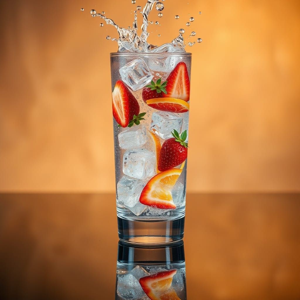 Refreshing Strawberry Citrus Drink Splash in Glass