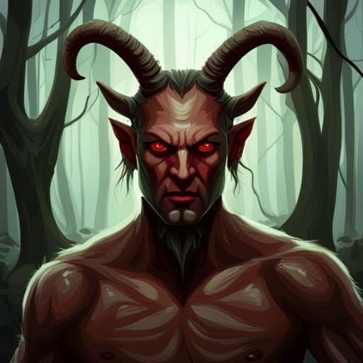 Gothic Beastman Portrait in Dark Swampy Forest