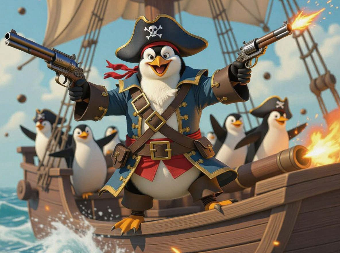 Pirate Captain, Ice Beard with his Anachronistic Revolvers.