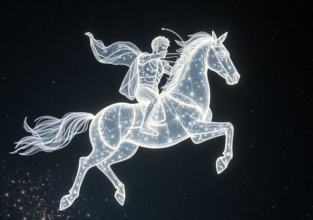 Radiant Centaur Made of Light in Galactic Space