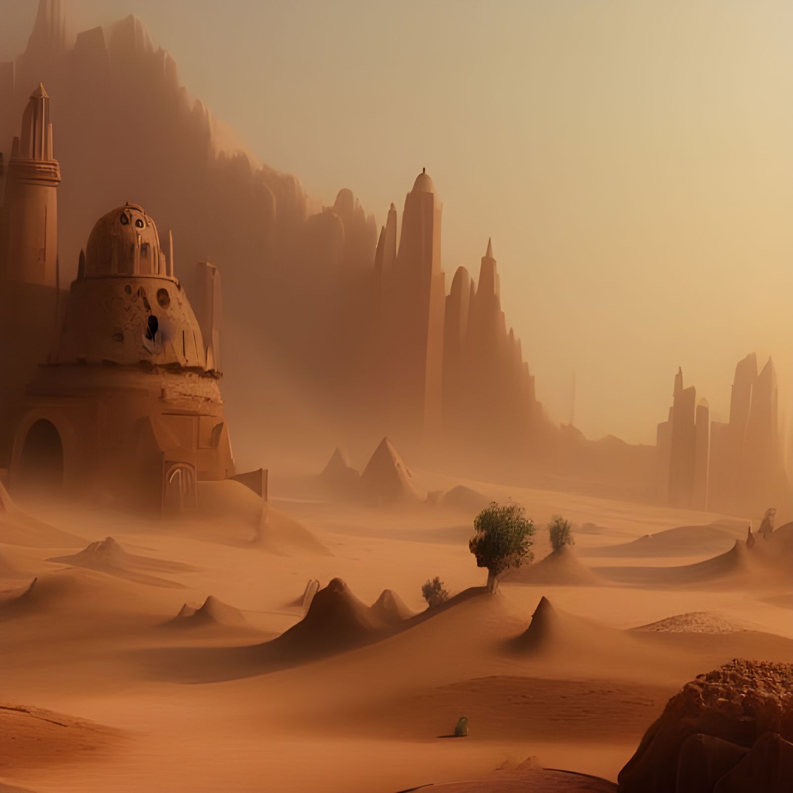 Fantastical Sandstorm in Detailed Matte Painting Style