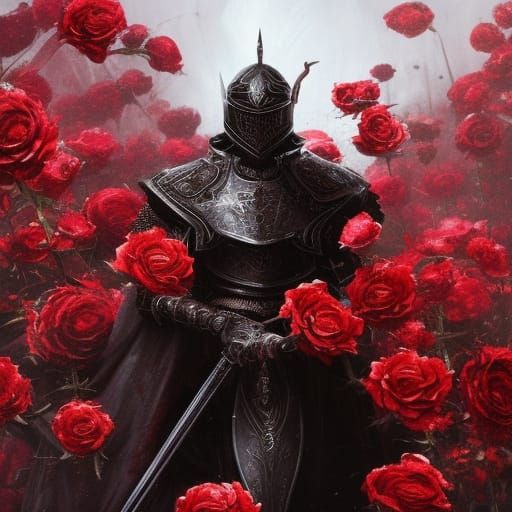 Gothic Knight in Demonic Armor with Roses