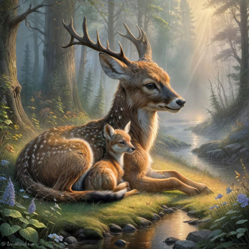 Whimsical Forest Friends in Ethereal Harmony