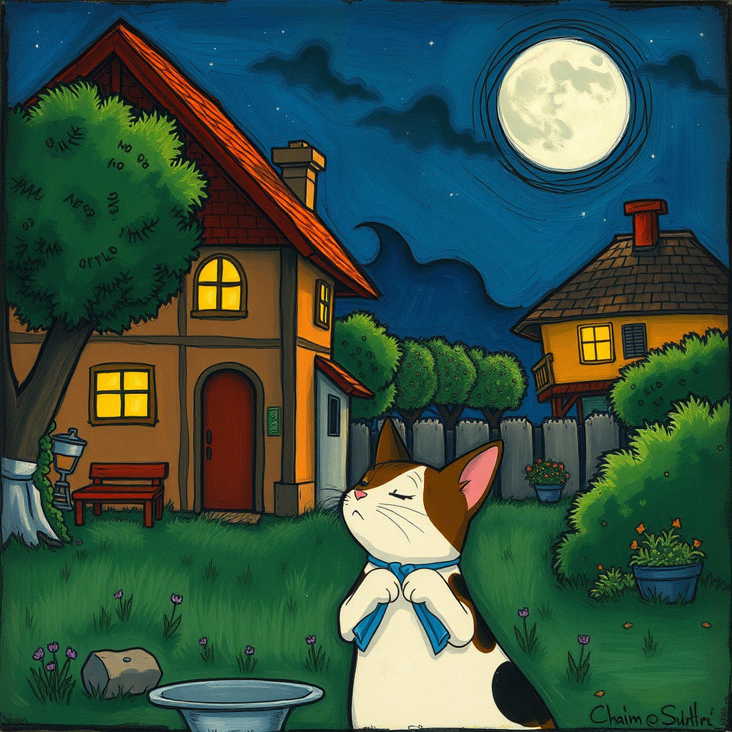 Cat in a Dream World: Soutine and Ghibli Style