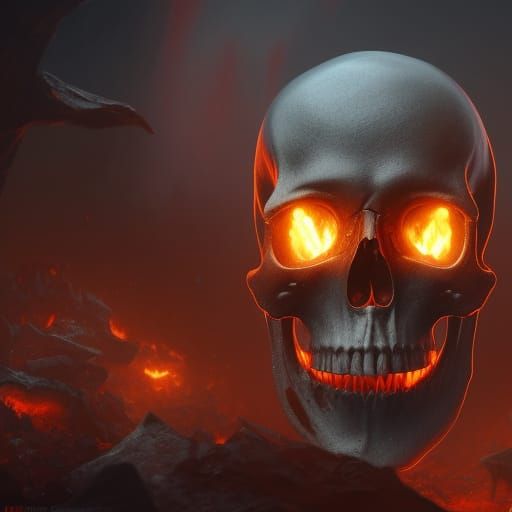 Fiery Skull: Detailed 8K Fantasy Concept Art