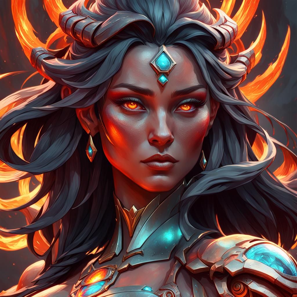 Lava Goddess Portrait in Hyperdetailed Style