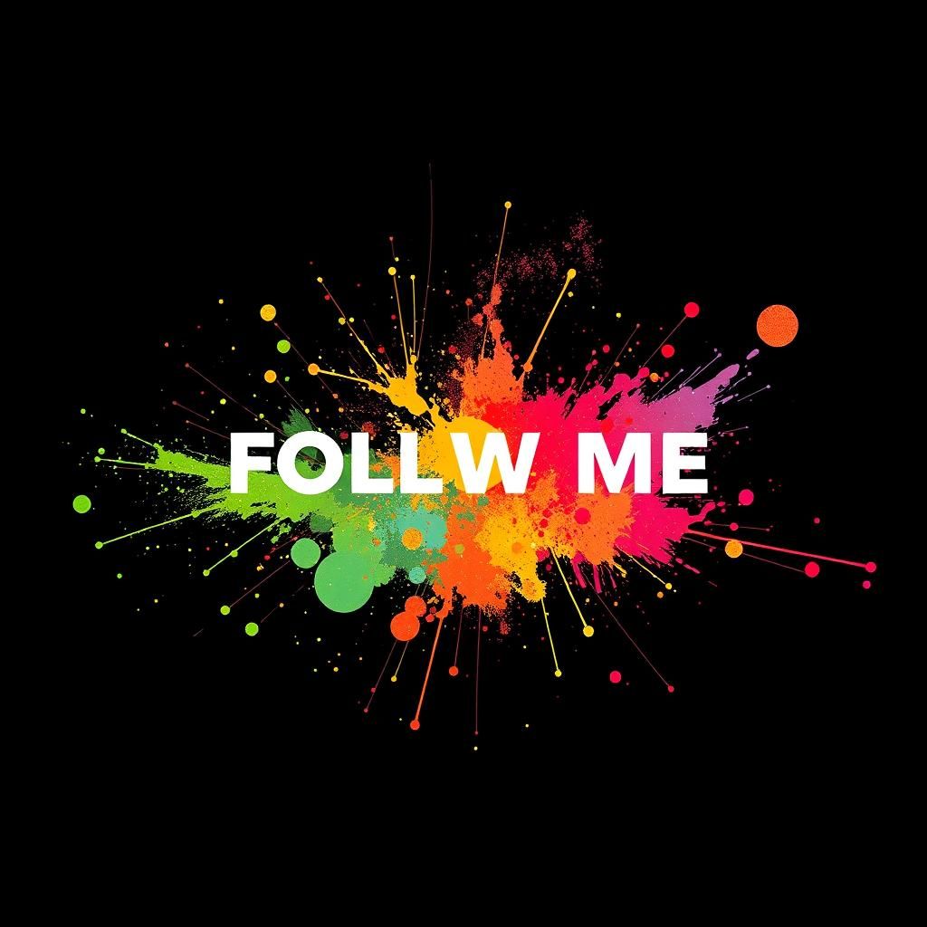 Abstract Impasto: Colorful Splashes on Black Canvas