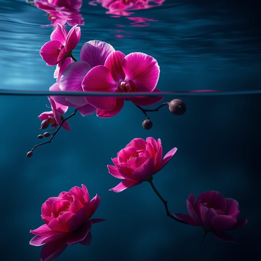 Vibrant Underwater Bloom in Dreamy, High Contrast Light