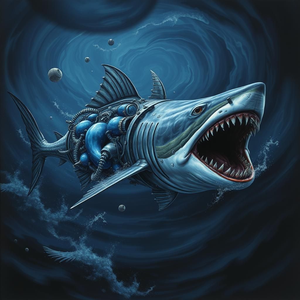 Frankenfish and Shark in Biomechanical Ocean