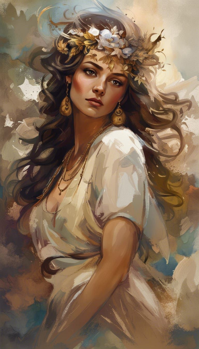 Beautiful Greek Goddess in Painterly Speedpaint Style