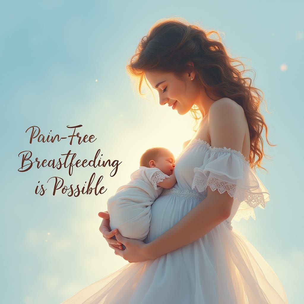 Serene Breastfeeding Mother in Ethereal Gown, Surrounded by ...