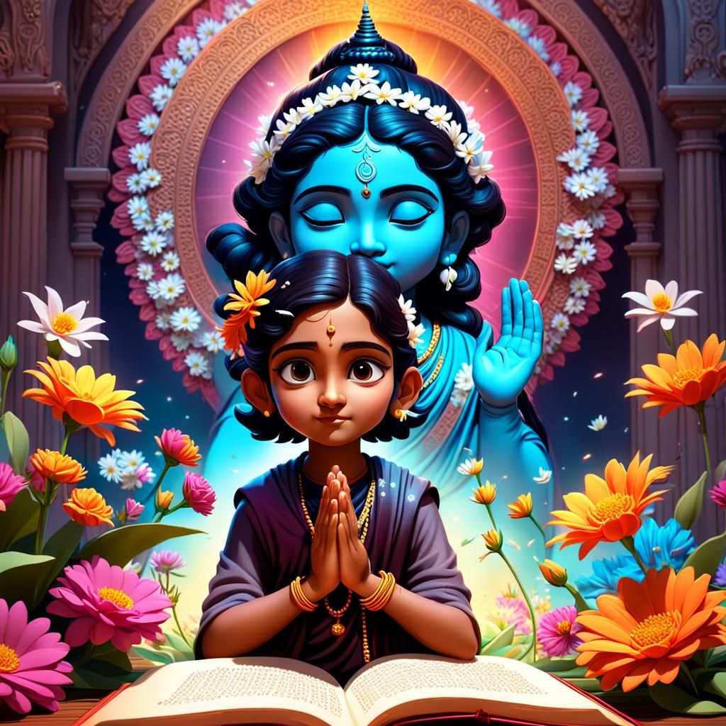 Saraswati Portrait in 3D Digital Art Style
