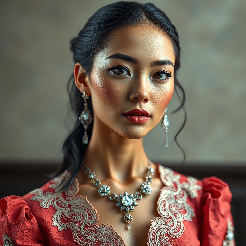 Hyperrealistic Woman in Origami Paper Outfit