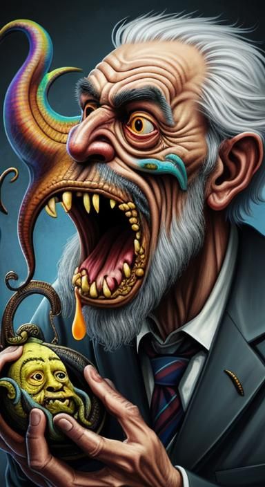 Surreal Cryptid Portrait of Grotesque Old Man