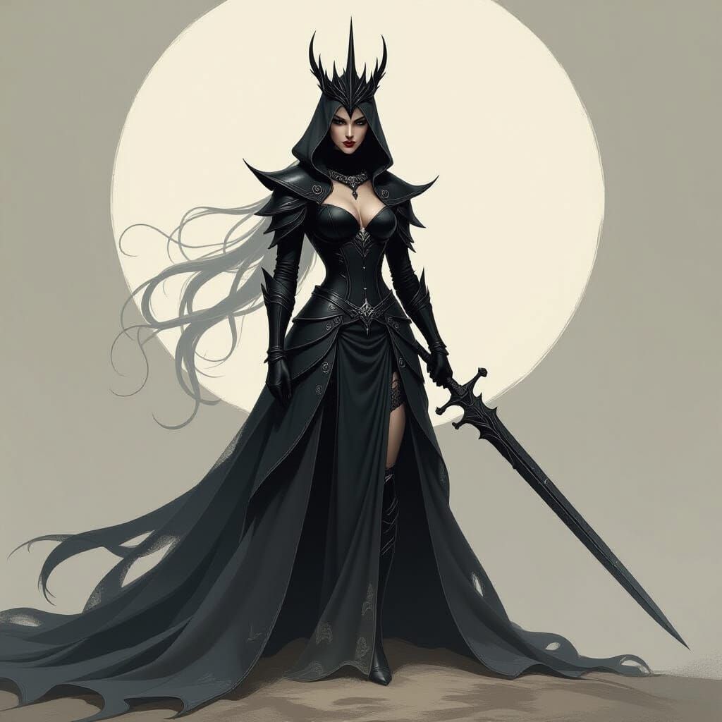 Sinister Black Queen Portrait in Epic Style