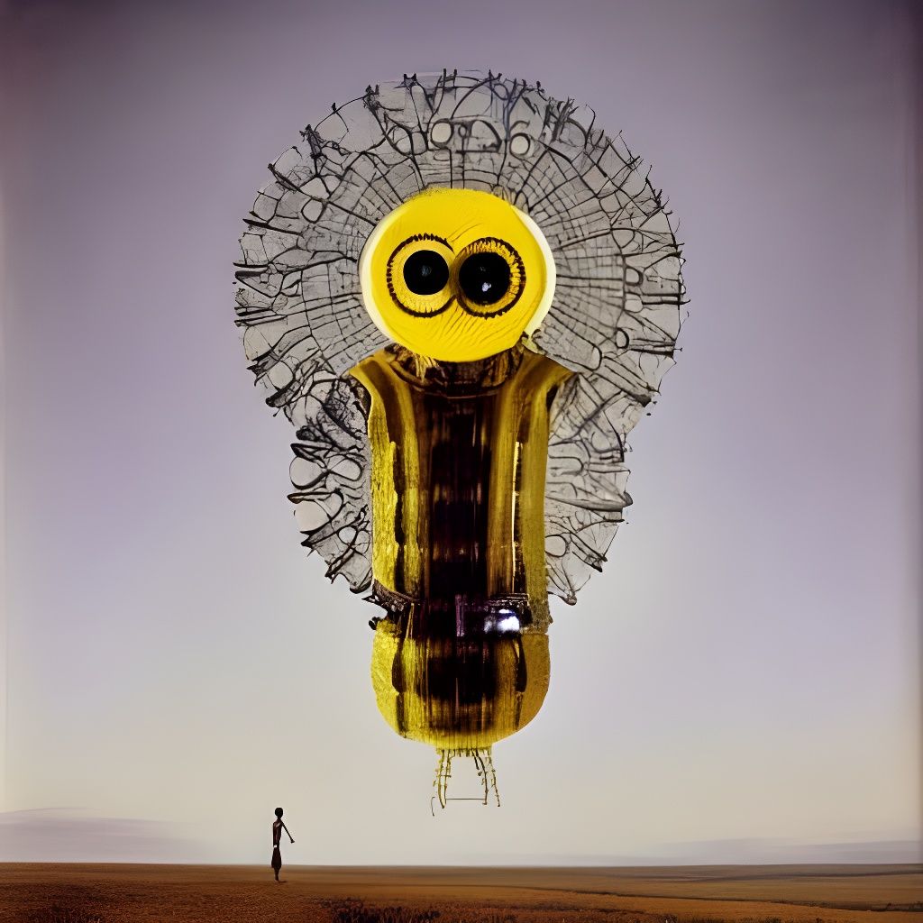 Surreal Landscape with Mechanical Insects and Girl