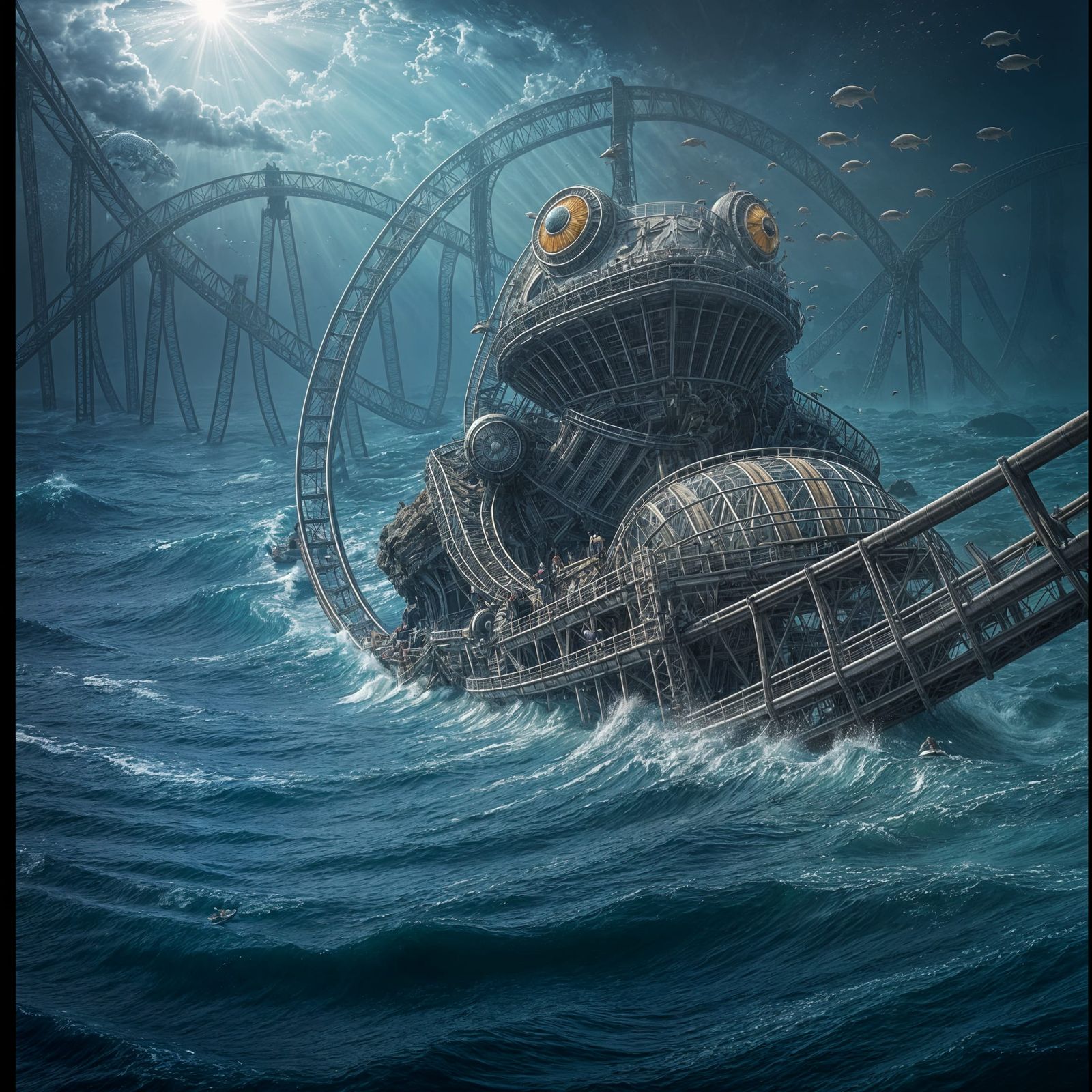 Amphibian Roller Coaster: Hyperrealistic Ocean Ride