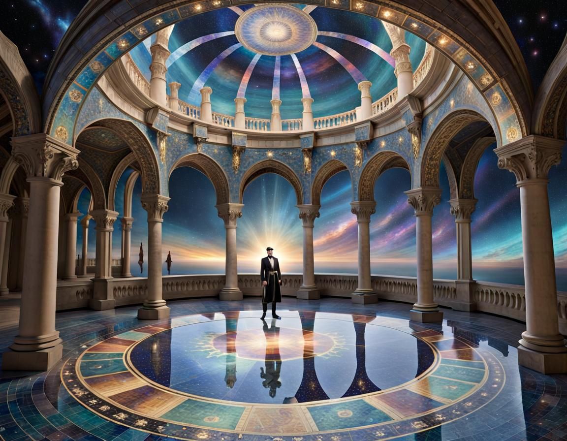 Celestial Gathering: Historical Figures in Cosmic Ballroom