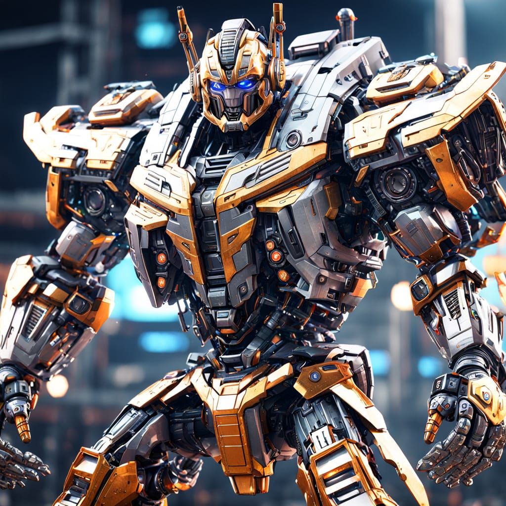 Futuristic Colossal Transformer Robot Warrior in 8K