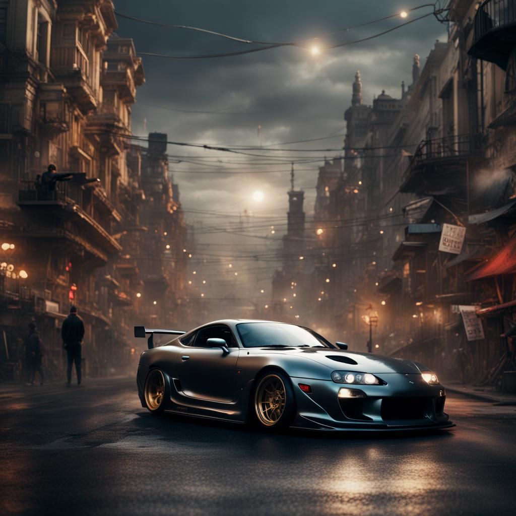 Street Race Supra in Digital Matte Painting Style