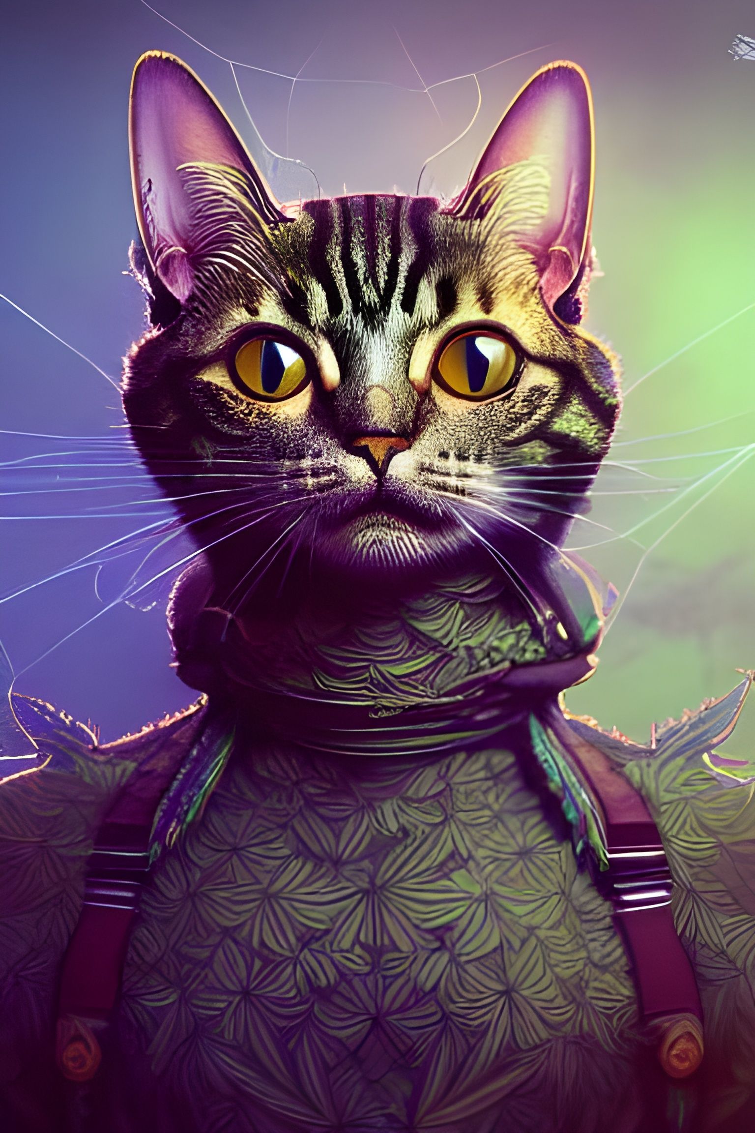 Elaborate Cannabis Cat Fantasy Art