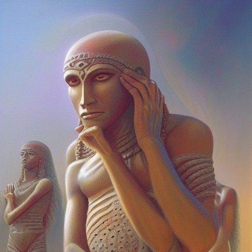 Anunnaki Love: An Oil Painting by Gurney