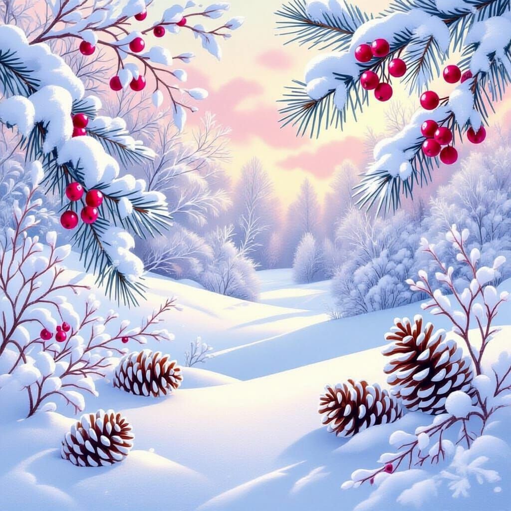 Dreamy Winter Landscape Illustration