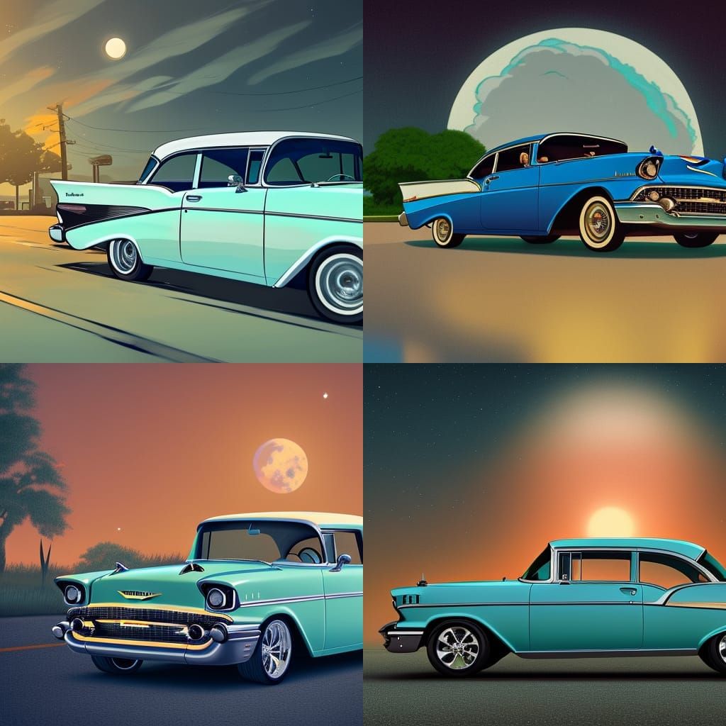 1957 Chevy Bel Air in Anime Style