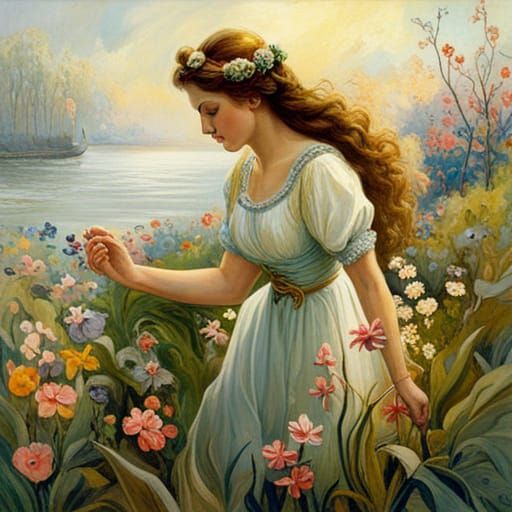 Idyllic Landscape in Golden Age Illustration Style