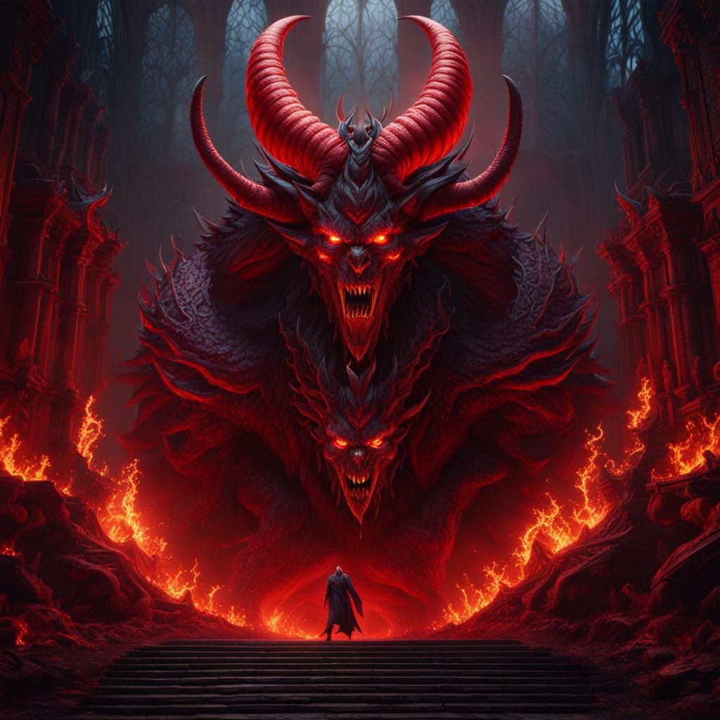 Detailed Matte Painting of Satan in Deep Color