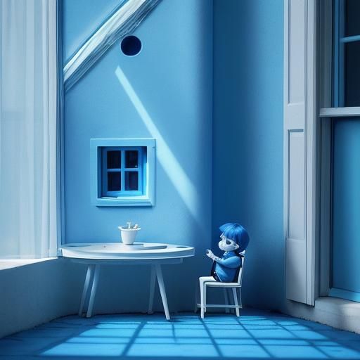 Monochromatic Blue Character in a Blue World