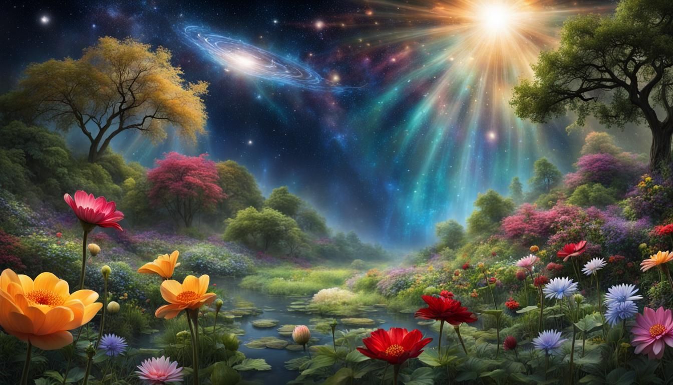 Celestial God in a Cosmic Garden