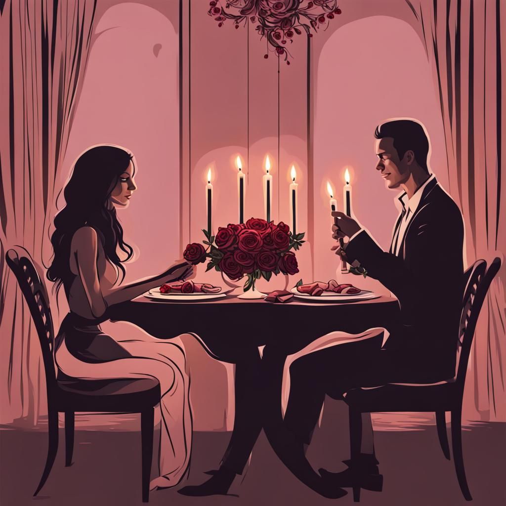 Romantic Candlelit Dinner Date with Roses
