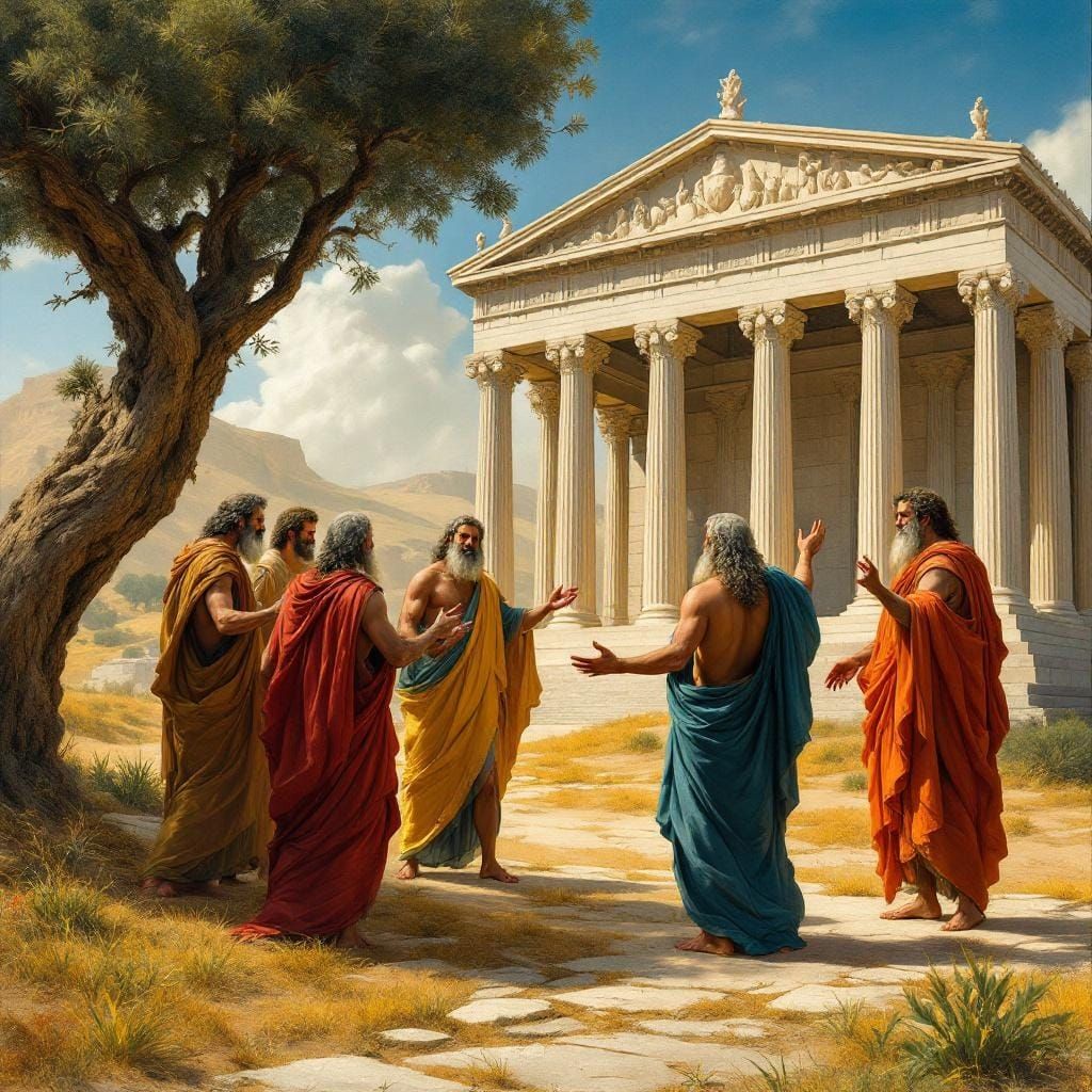 Renaissance Inspired Scene at a Greek Temple