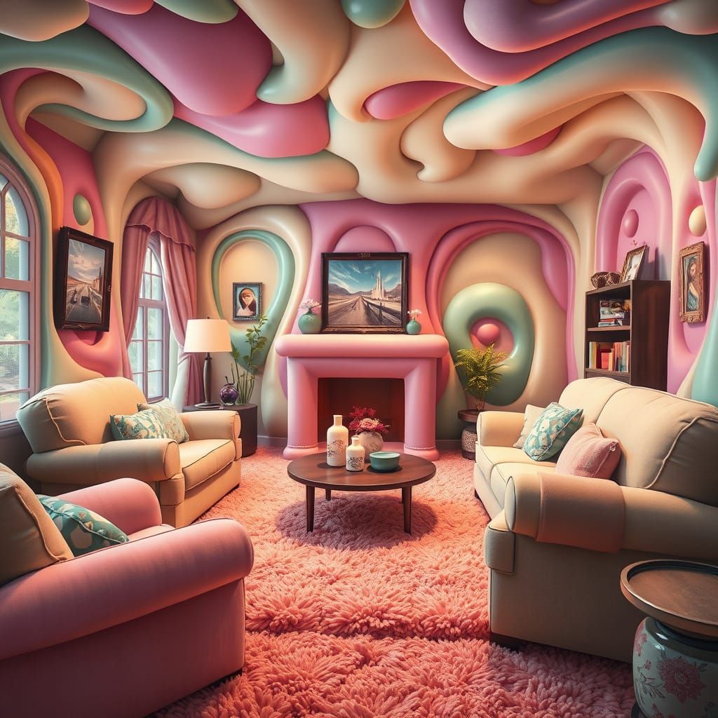 Vibrant Surreal Living Space Made of Colorful Mush