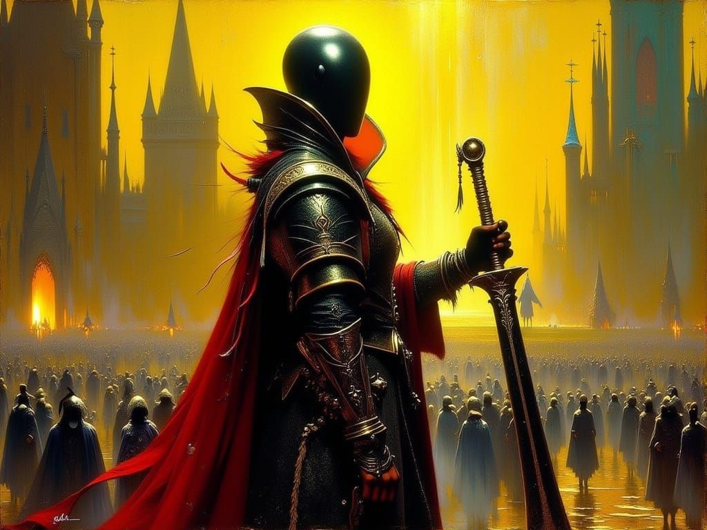 Fantasy Sci-Fi Royal Guard in Dramatic Lighting