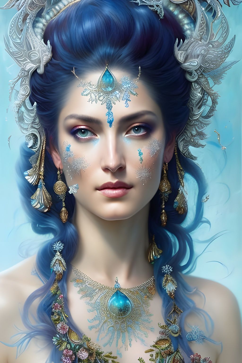 Icy Arabian Goddess Portrait in Winter Style