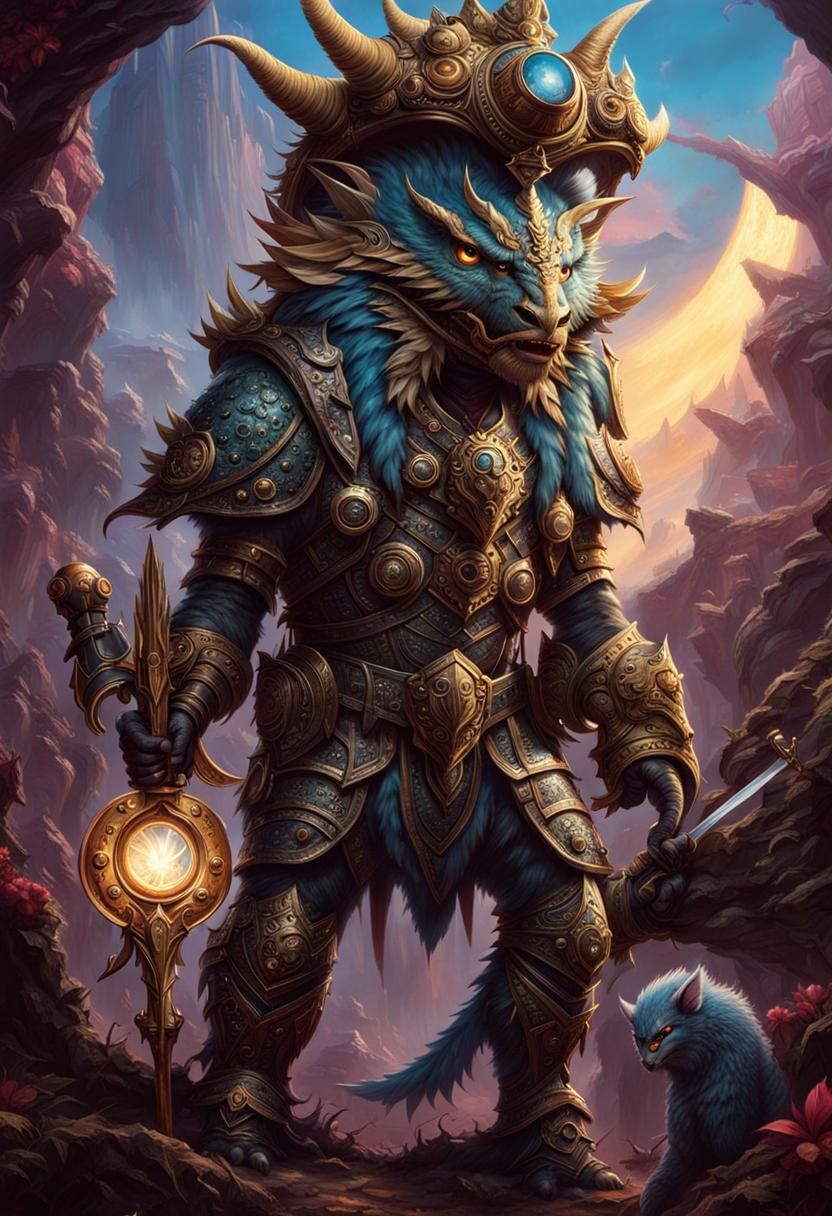 Cute Fantasy Monster in Hyperdetailed Style