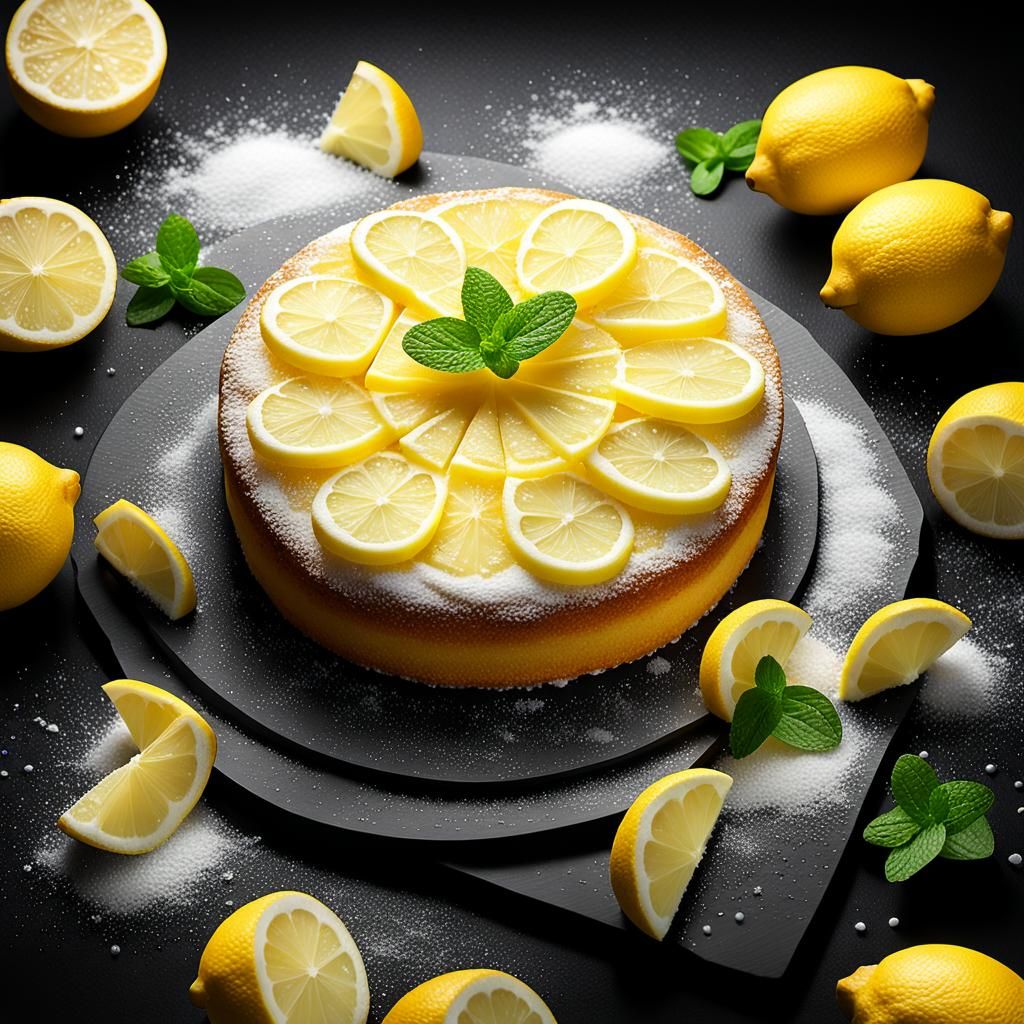 Lemon Cake Close-Up: Hyper-Realistic Food Photography