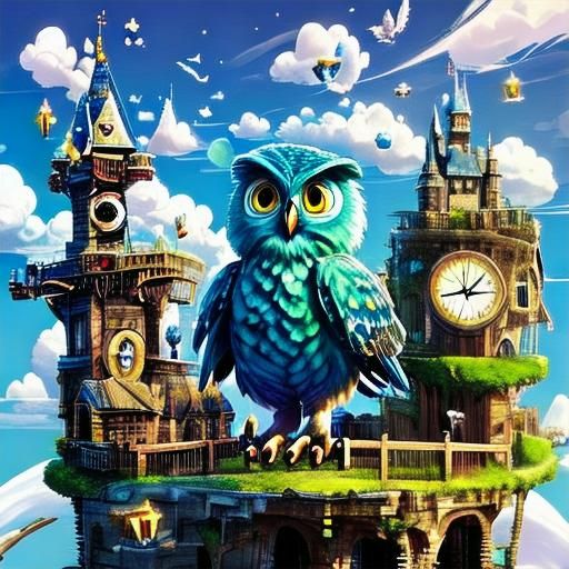Child Harry Potter and Owl in Pixar-Style Anime