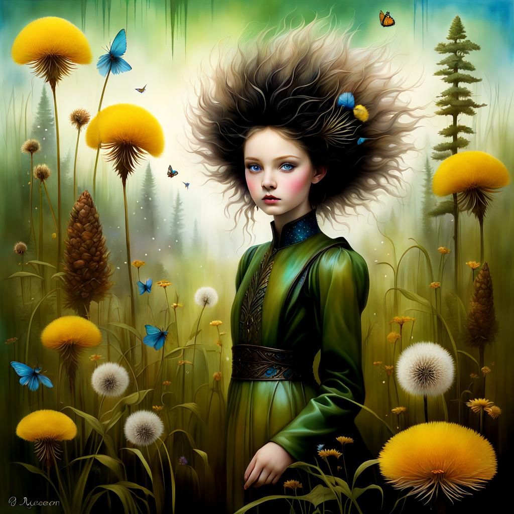 Fairy's Surreal Journey Through a Giant Garden