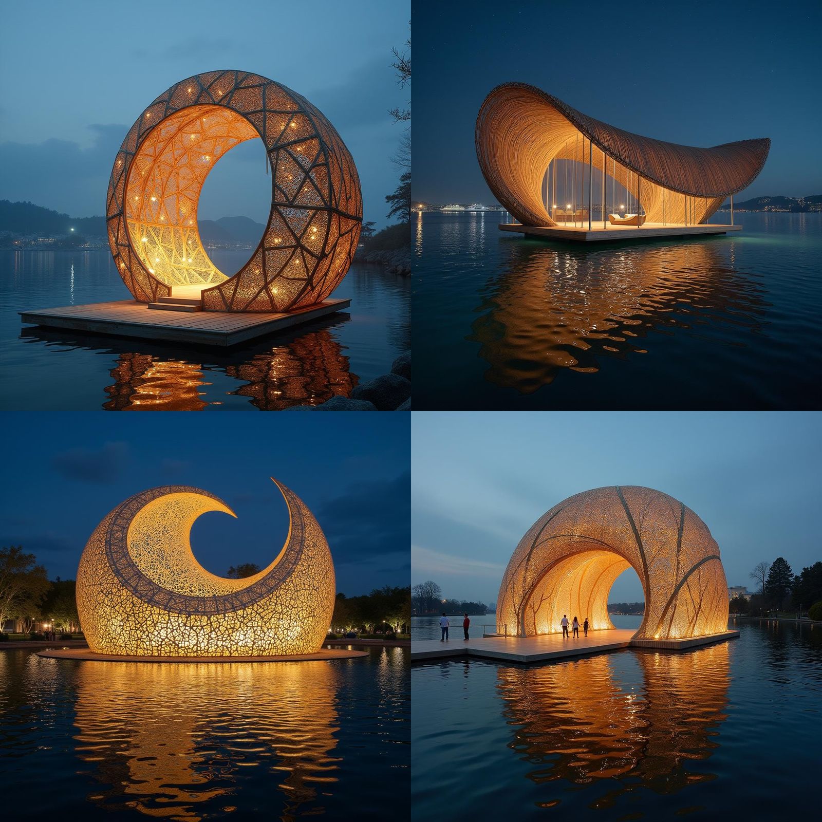 Bamboo Fine Art Sculpture Reflecting Light on Water