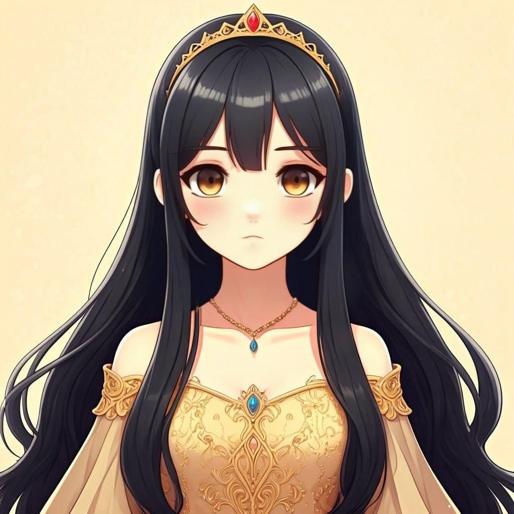 Anime Princess with Long Hair in Manga Style