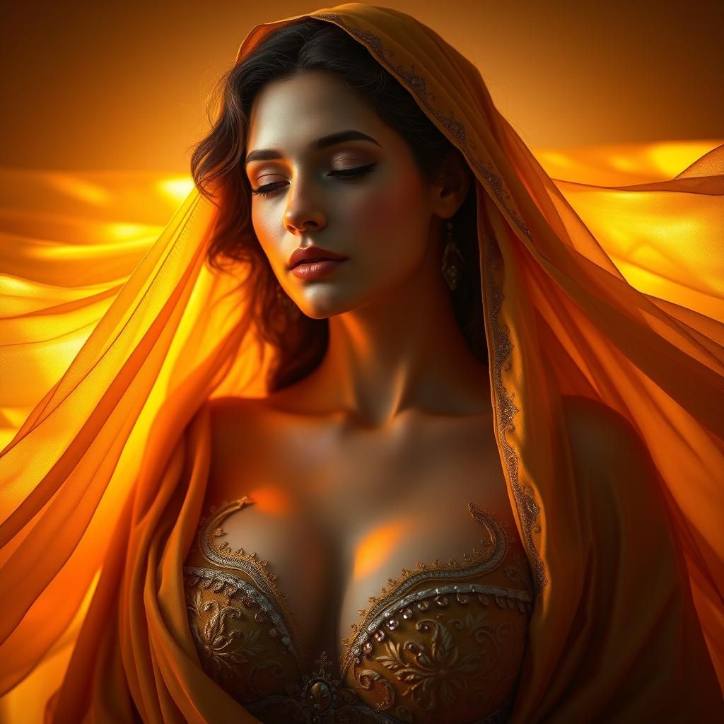 Radiant Woman Portrait in Art Nouveau Style