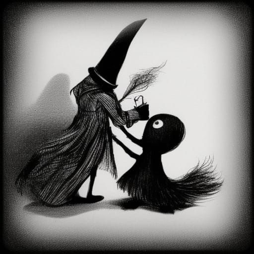 Creepy Babadook Poppet Dolls in Victorian Style
