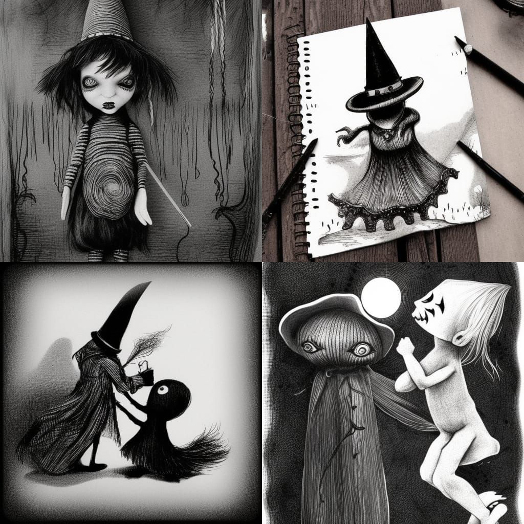 Creepy Magic Poppet Dolls in Victorian Style