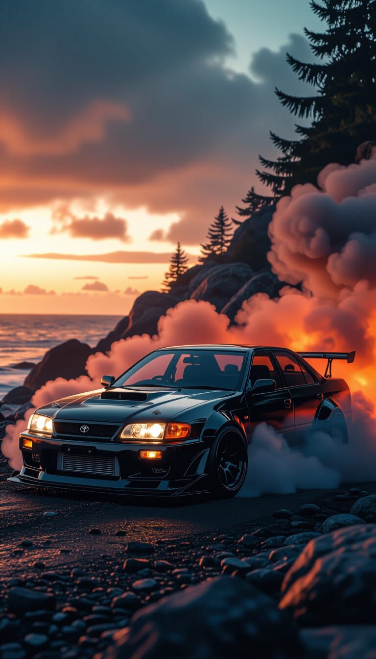 Black Toyota Chaser JZX100 in Fiery Smoke