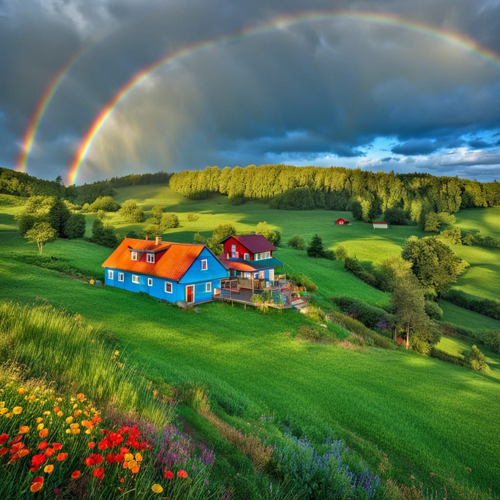 Epic Countryside Home in Vibrant Rainbow Colors