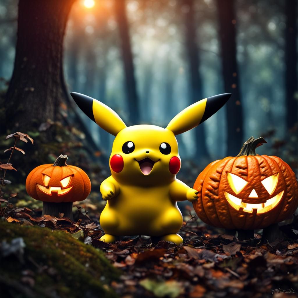 Pikachu vs Jack O'Lantern in Mushroom Forest