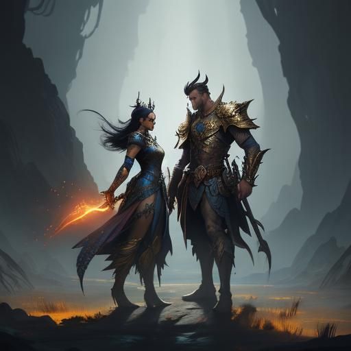 Heroic Warrior Concept Art in Fantasy Matte Painting Style